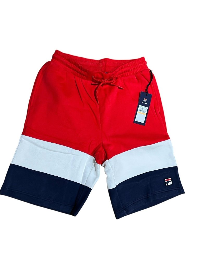 Fila Men's Small Alanzo Shorts Drawstring Pockets Red White Blue Fleece Nwt